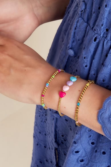 Pulsera corazones de colores - colección #summergirls Color dorado Hematita h5 Imagen2